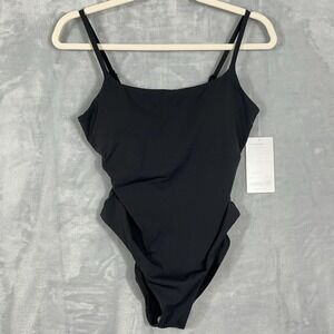 NWT Athleta Scoop Neck One Piece Bathing Suit M Black Slimming UV rtv$85